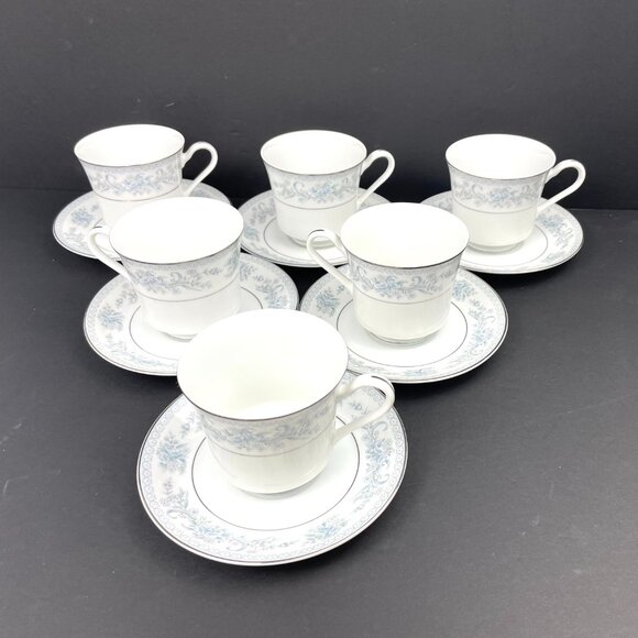 Set of 6 Mikasa Fine China Tea Cup & Saucer Duos – “Dresden Rose” L9009 – Japan - Picture 2 of 13